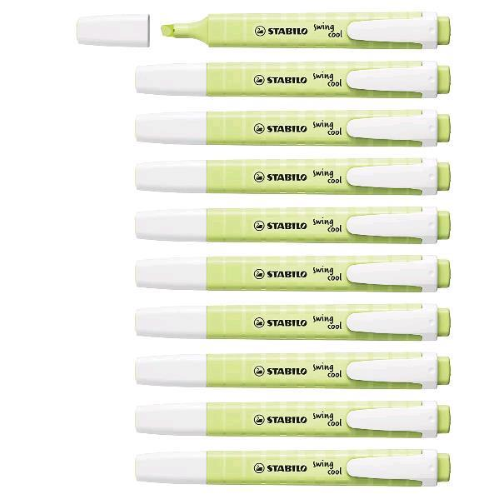 STABILO SWING COOL PASTEL EVIDENZIATORE PUNTA A SCALPELLO 1/4 mm LIME CONF 10 PZ.